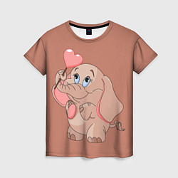 Женская футболка Влюблённый слонёнок