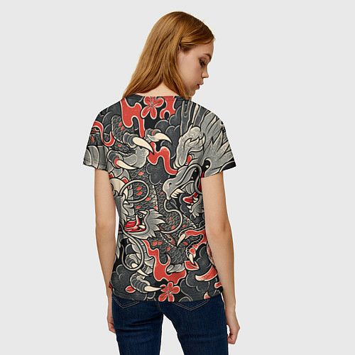 Женская футболка Самурай Якудза, драконы / 3D-принт – фото 4