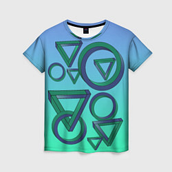 Женская футболка Иллюзия треугольники и круги