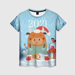 Женская футболка Новогодний бычок 2021
