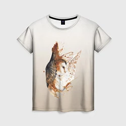 Женская футболка Летящая сова рисунок