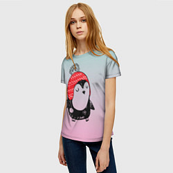 Футболка женская Милый пингвин в шапочке, цвет: 3D-принт — фото 2