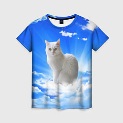 Женская футболка Кот в облаках
