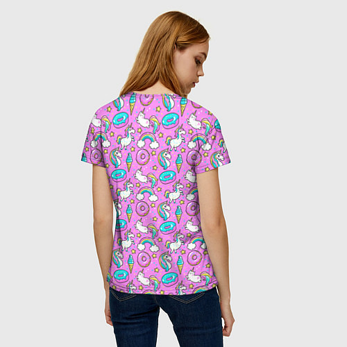 Женская футболка Единороги и пончики / 3D-принт – фото 4
