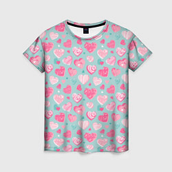 Женская футболка Сердечки в разных стилях