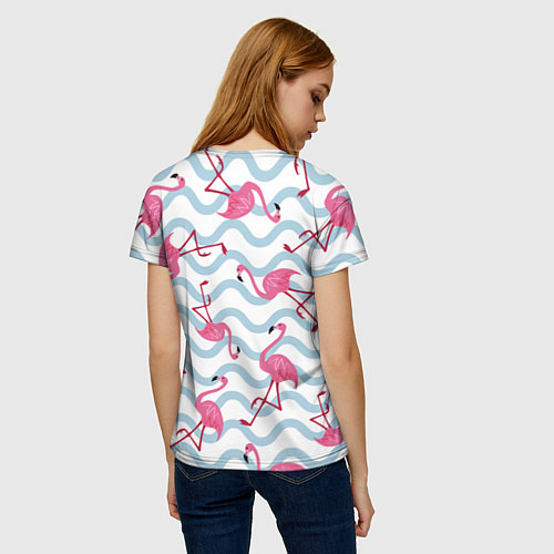 Женская футболка Фламинго Волны / 3D-принт – фото 4