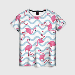 Футболка женская Фламинго Волны, цвет: 3D-принт