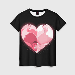 Женская футболка Лисы в форме серца