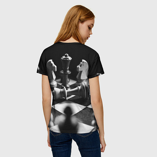 Женская футболка Шахматы фигуры доска ход мат / 3D-принт – фото 4
