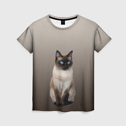 Женская футболка Сиамский кот голубые глаза