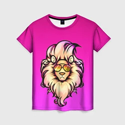 Женская футболка Модный лев в очках