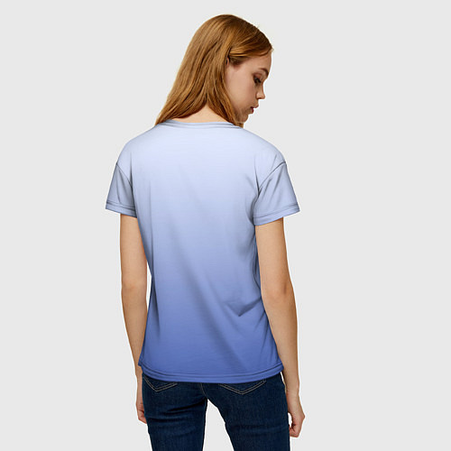 Женская футболка Голубая роза акварель / 3D-принт – фото 4