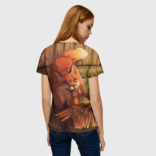 Женская футболка Хищная лисица / 3D-принт – фото 4