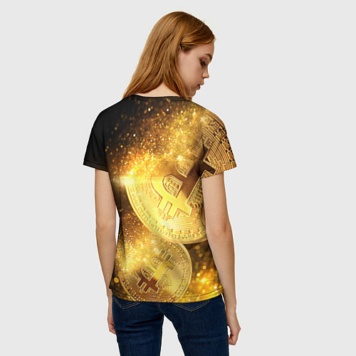 Женская футболка БИТКОИН ЗОЛОТО BITCOIN GOLD / 3D-принт – фото 4
