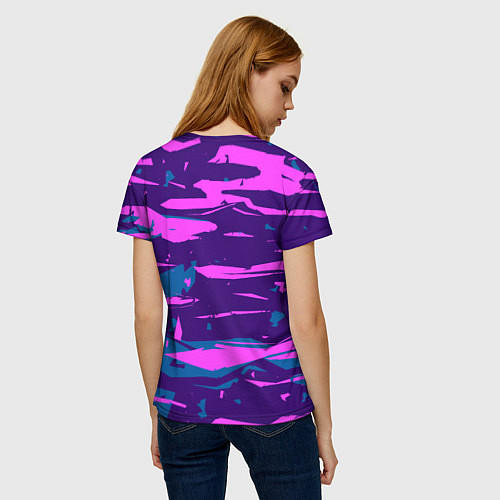 Женская футболка CYBERSTYLE NEON CAMOUFLAGE / 3D-принт – фото 4