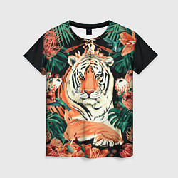 Женская футболка Огненный Тигр в Цветах