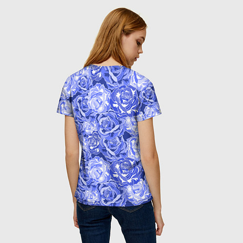 Женская футболка Голубые и синие розы / 3D-принт – фото 4