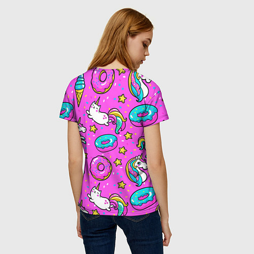 Женская футболка Единороги с пончиками / 3D-принт – фото 4