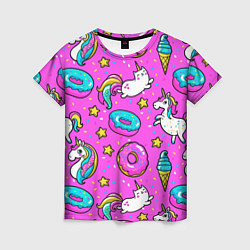 Женская футболка Единороги с пончиками