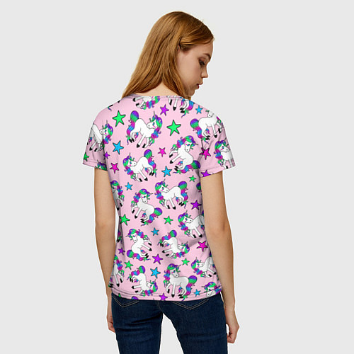 Женская футболка Единороги и звезды / 3D-принт – фото 4