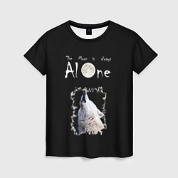 Женская футболка Волк и луна одиночки