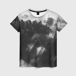 Женская футболка Туман в лесу