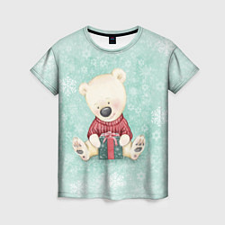 Женская футболка Медвежонок с подарком