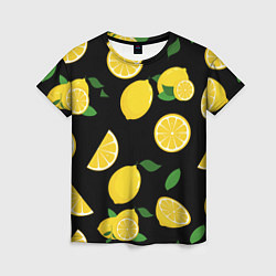 Женская футболка Лимоны на чёрном