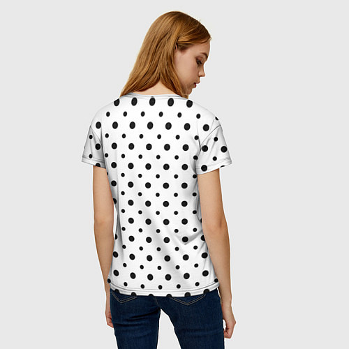 Женская футболка Точки черные на белом / 3D-принт – фото 4