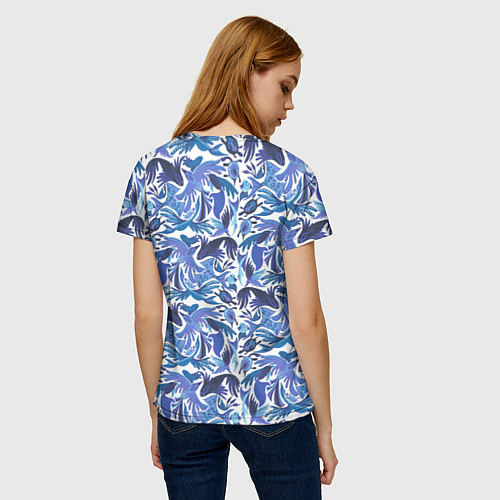 Женская футболка Рыбы-птицы Узоры / 3D-принт – фото 4