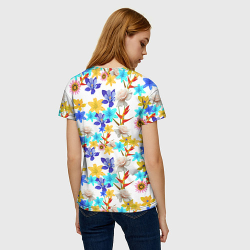 Женская футболка Узор из весенних цветов / 3D-принт – фото 4