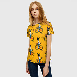 Футболка женская Котики на велосипедах, цвет: 3D-принт — фото 2