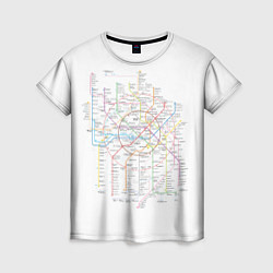 Женская футболка Схема метро, МЦК, МЦД 2021