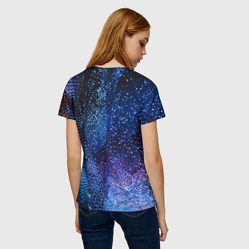 Женская футболка Синяя чешуйчатая абстракция blue cosmos / 3D-принт – фото 4