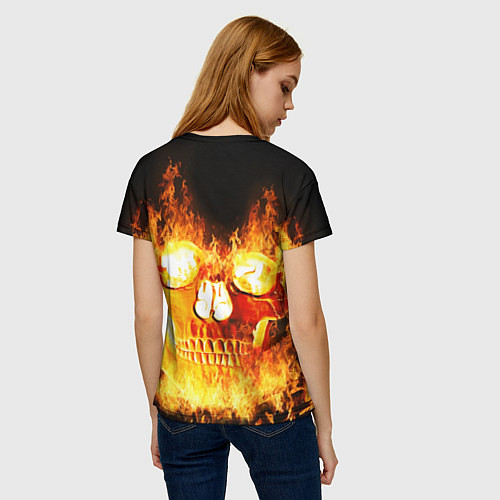 Женская футболка Огненный череп / 3D-принт – фото 4