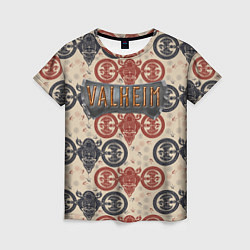 Женская футболка Valheim символы викингов