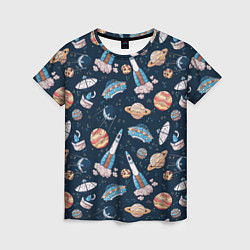 Женская футболка Корабли, планеты и спутники