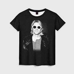 Женская футболка Курт Кобейн в Очках Nirvana