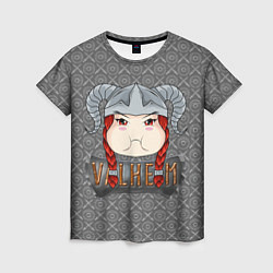 Женская футболка Valheim рыжая девушка викинг