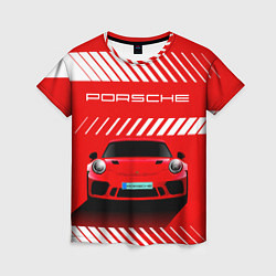 Футболка женская PORSCHE ПОРШЕ RED STYLE, цвет: 3D-принт