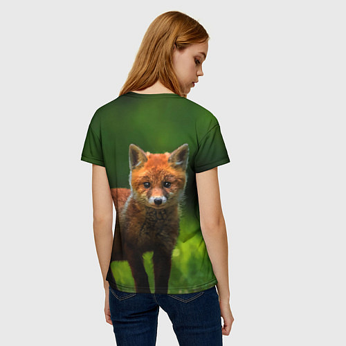 Женская футболка Маленький лисенок / 3D-принт – фото 4
