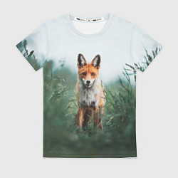 Женская футболка Лисица в зелени