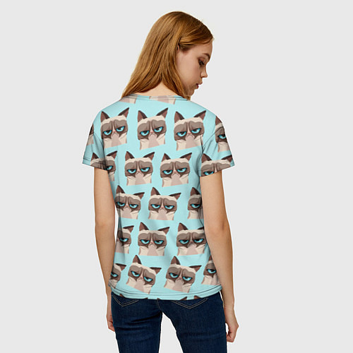 Женская футболка Грустный котик / 3D-принт – фото 4