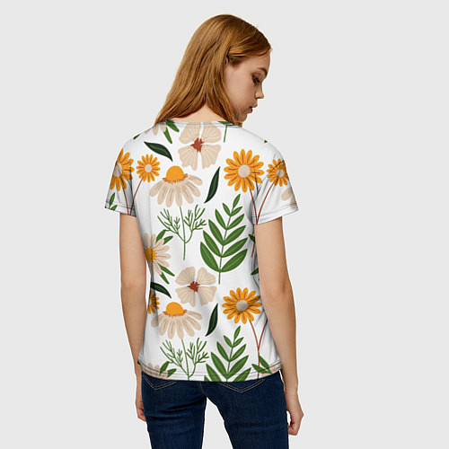 Женская футболка Цветы и листья / 3D-принт – фото 4