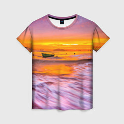 Женская футболка Закат на пляже