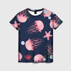 Женская футболка Розовые медузы