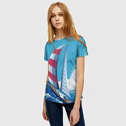 Футболка женская ПАРУСНИК В МОРЕ ЛЮБЛЮ МОРЕ Z, цвет: 3D-принт — фото 2