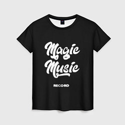 Женская футболка Magic Music Record White on Black