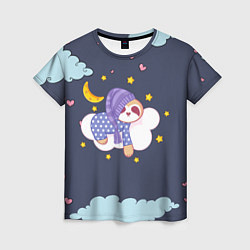 Женская футболка Сонный ленивец