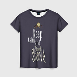 Женская футболка Keep clam and dont starve